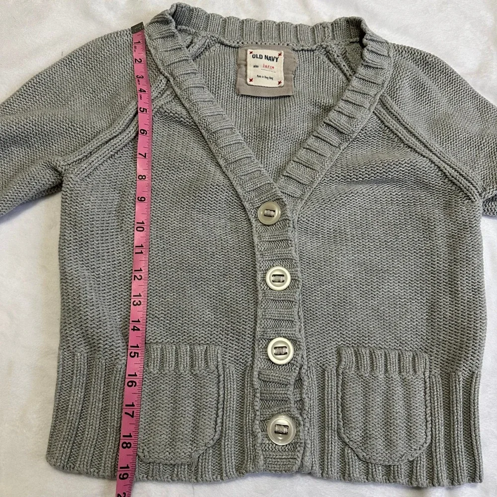 Old‎ navy girls large cardigan 100% Cotton Sweater cable knit Gray